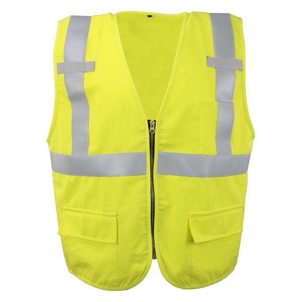 Ironwear Flame-Resistant Safety Vest Class 2 w/ Zipper & Radio Tabs (Lime/2X-Large) 1255FR-LZ-RD-2XL